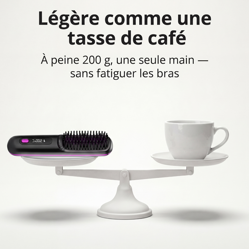 Brosse Chauffante Sans Fil Veloane™ — Spéciale Cheveux Courts & Fins