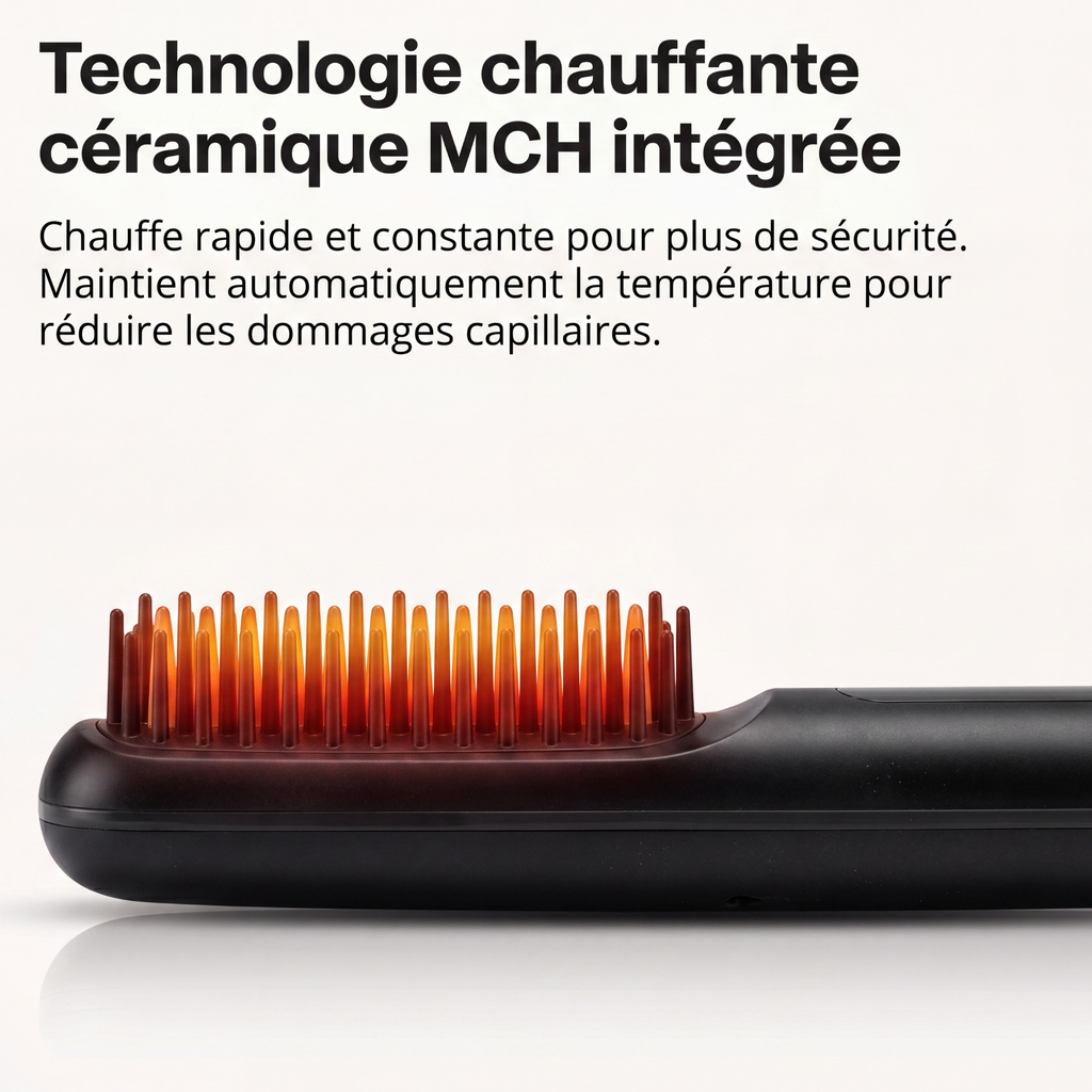 Brosse Chauffante Sans Fil Veloane™ — Spéciale Cheveux Courts & Fins