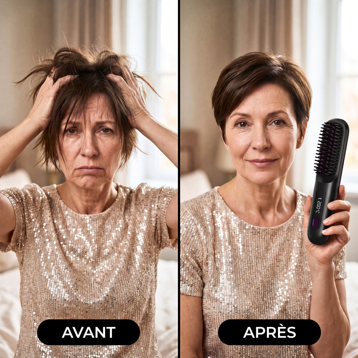 Brosse Chauffante Sans Fil Veloane™ — Spéciale Cheveux Courts & Fins