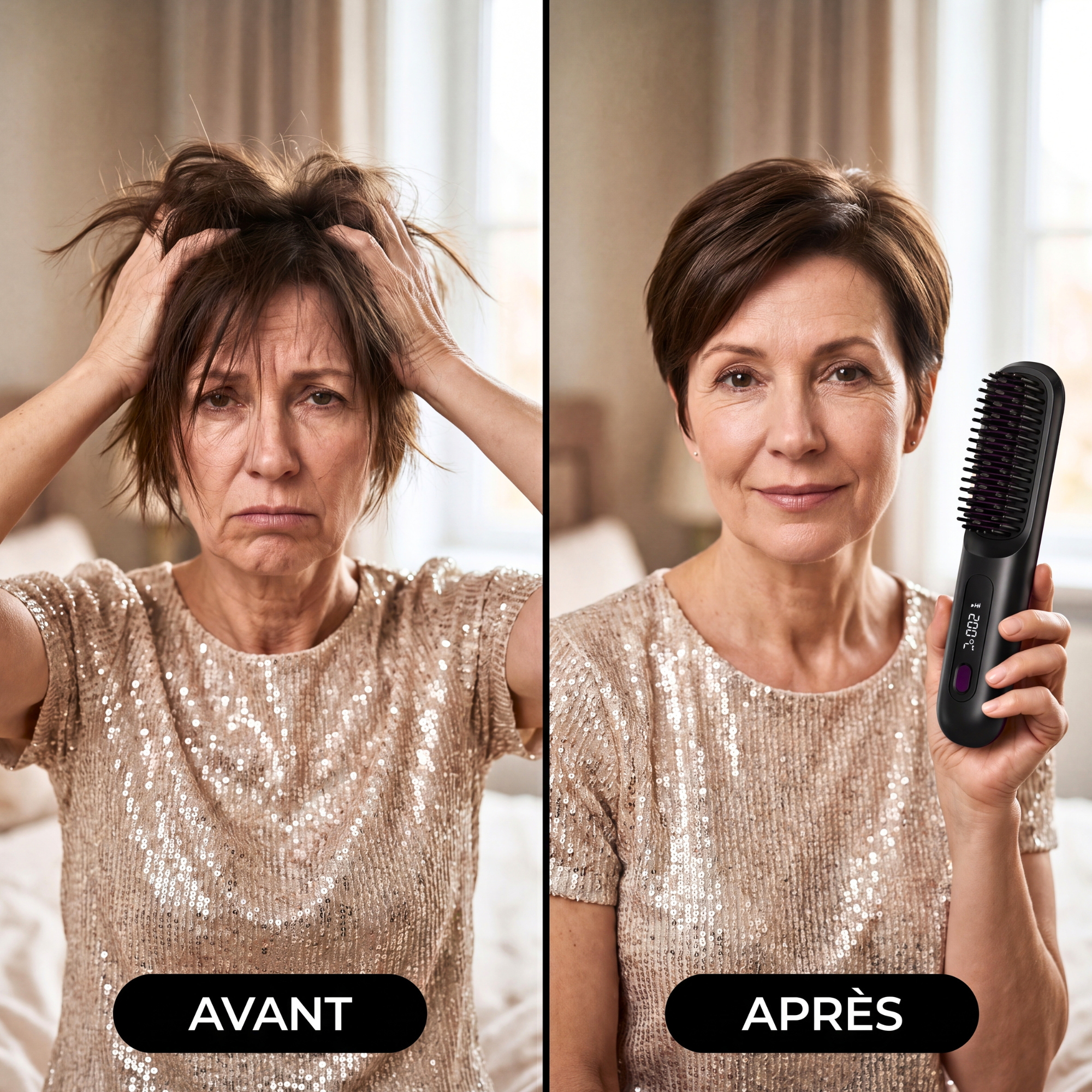 Brosse Chauffante Sans Fil Veloane™ — Spéciale Cheveux Courts & Fins