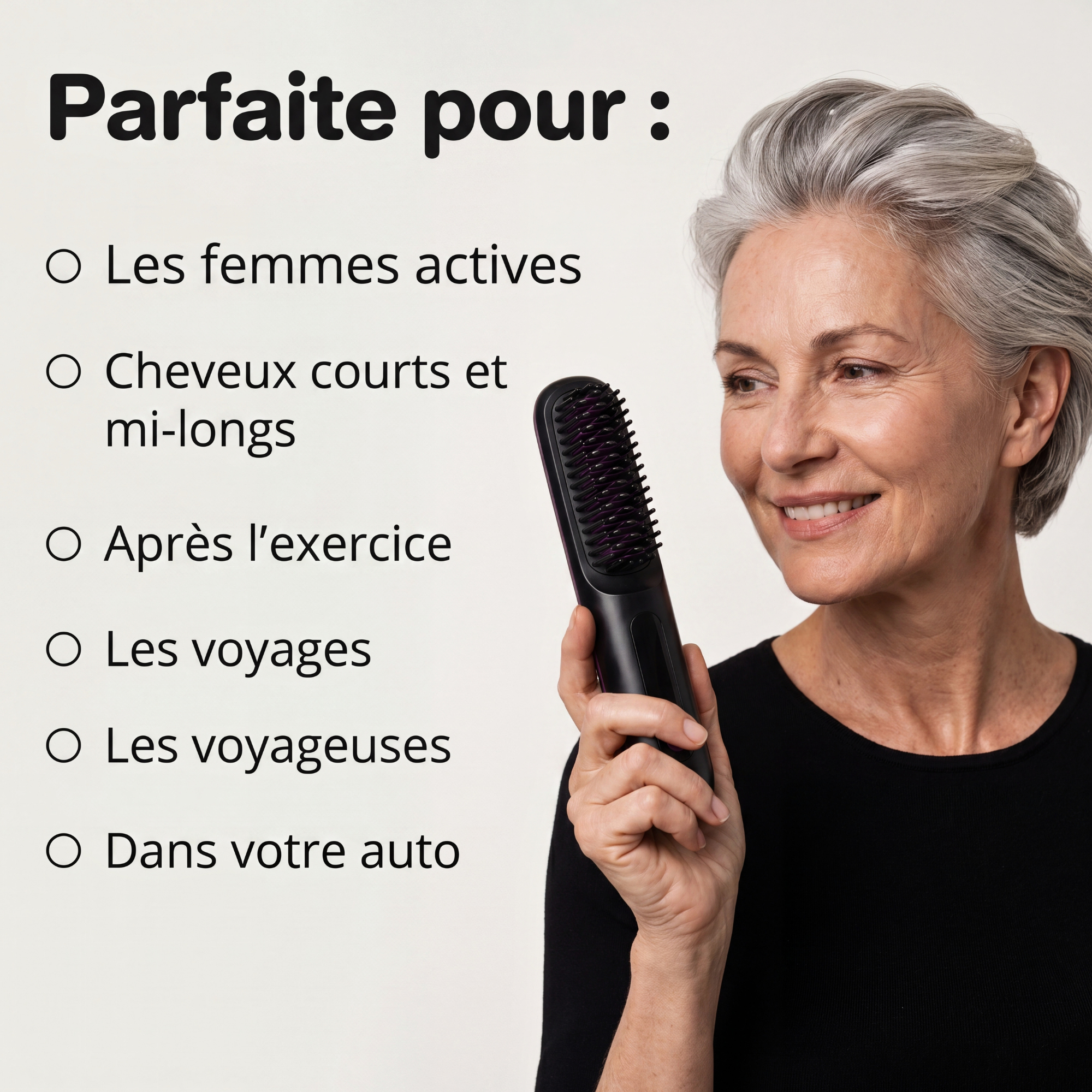 Brosse Chauffante Sans Fil Veloane™ — Spéciale Cheveux Courts & Fins